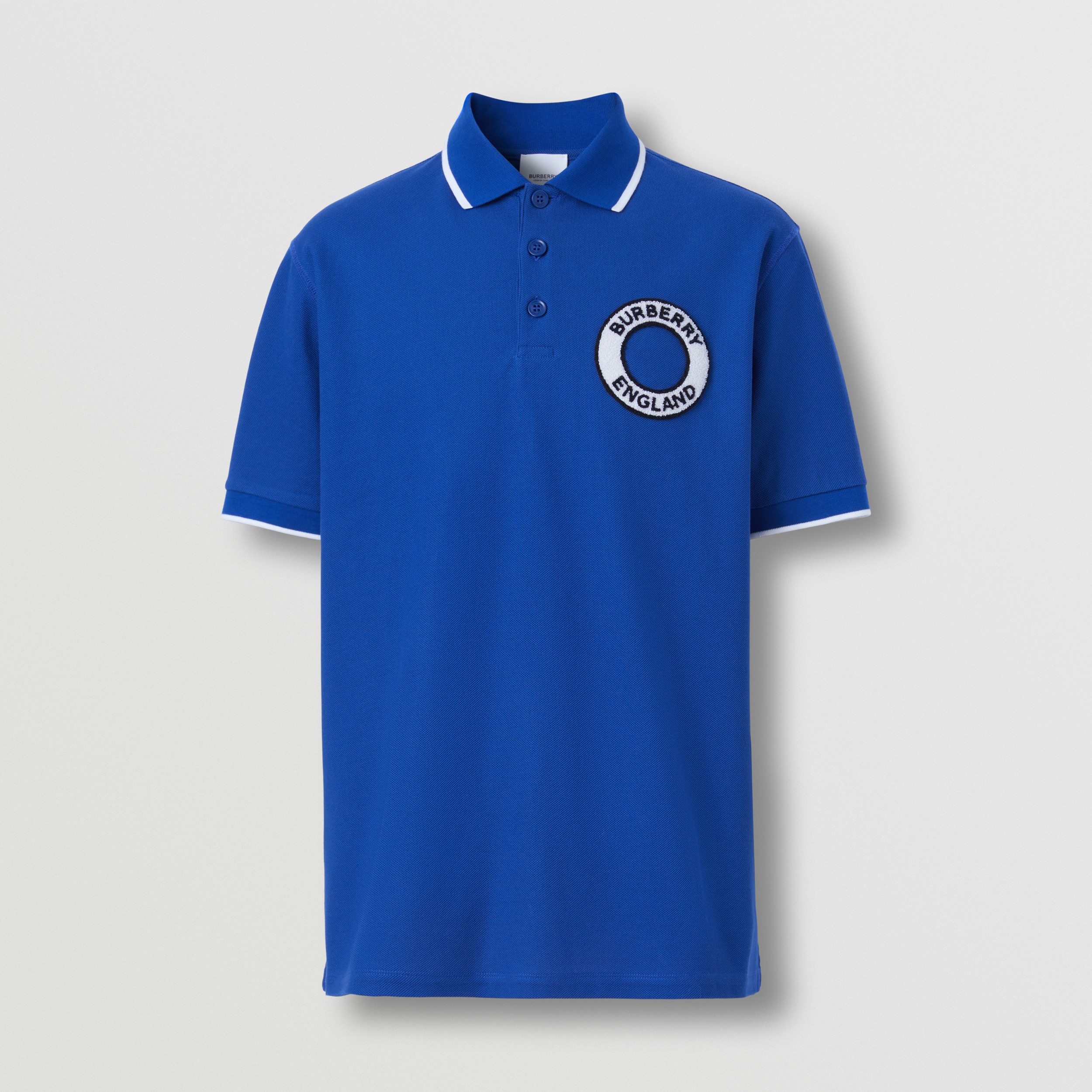 Logo Graphic Cotton Piqué Polo Shirt in Deep Royal Blue - Men | Burberry® Official - 4