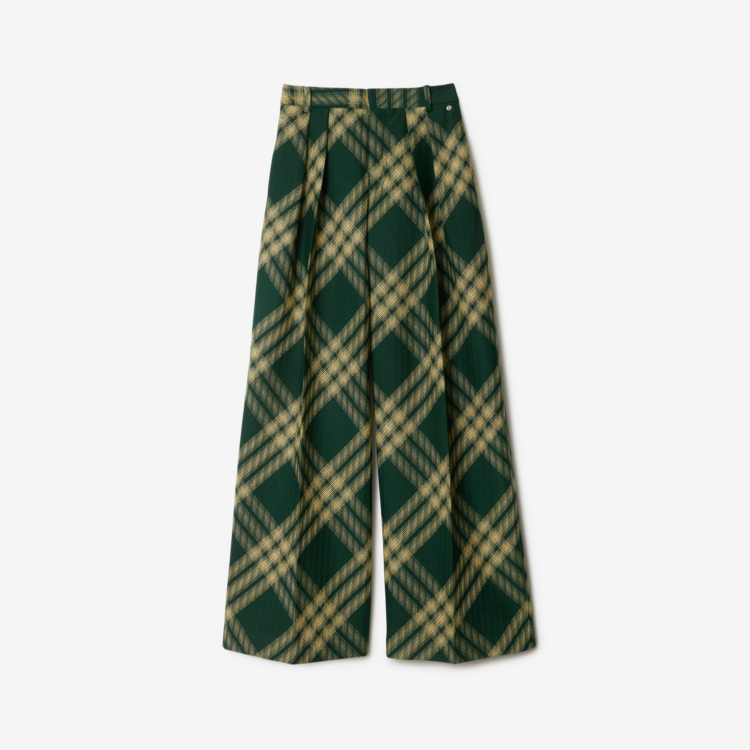 Pleated Check Wool Trousers in Primrose - Women | Burberry® Official