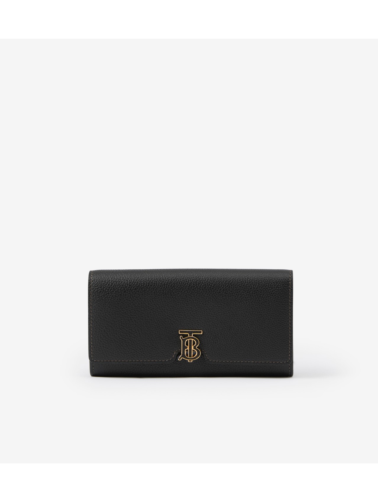 Grainy Leather TB Money Clip Wallet in Black - Men