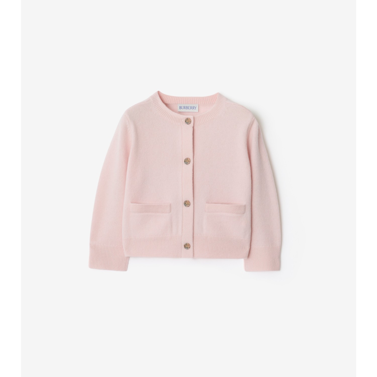 Check Patch Wool Cashmere Cardigan