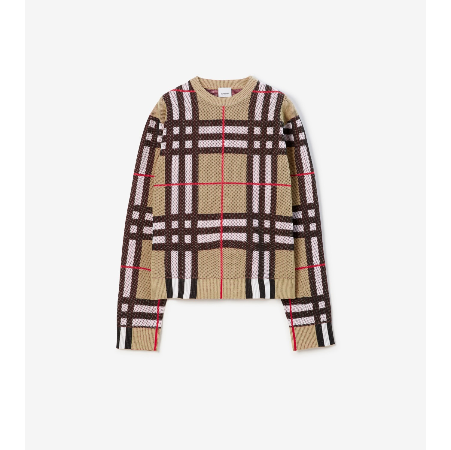 チェック コットンブレンドセーター (アーカイブベージュ) - メンズ, コットン | Burberry®公式サイト