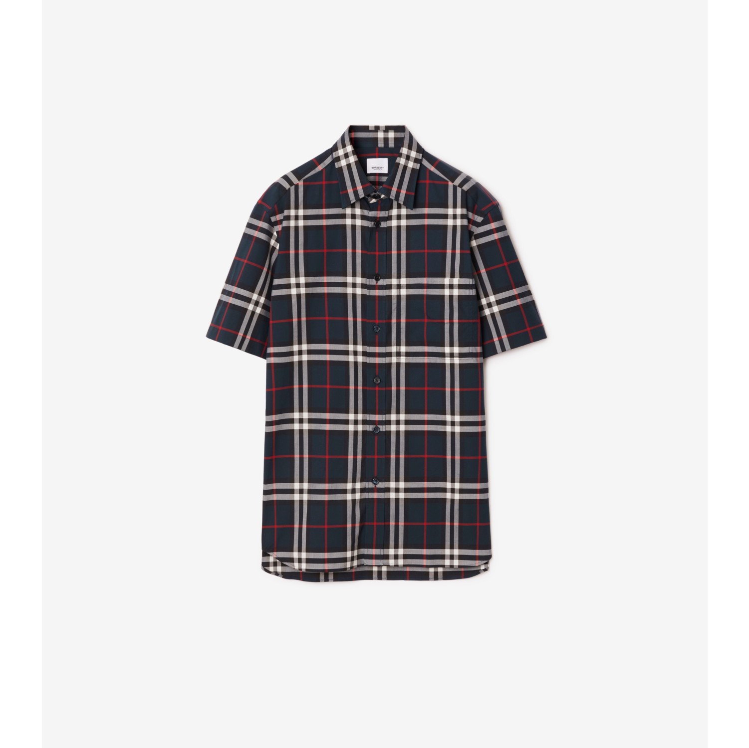 チェック コットンシャツ (ネイビー) - メンズ, コットン | Burberry®公式サイト