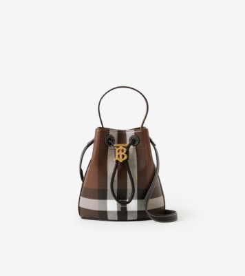 Burberry canvas outlet check bucket bag