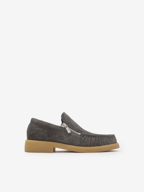 Burberry Suede Chance Loafers In Gray