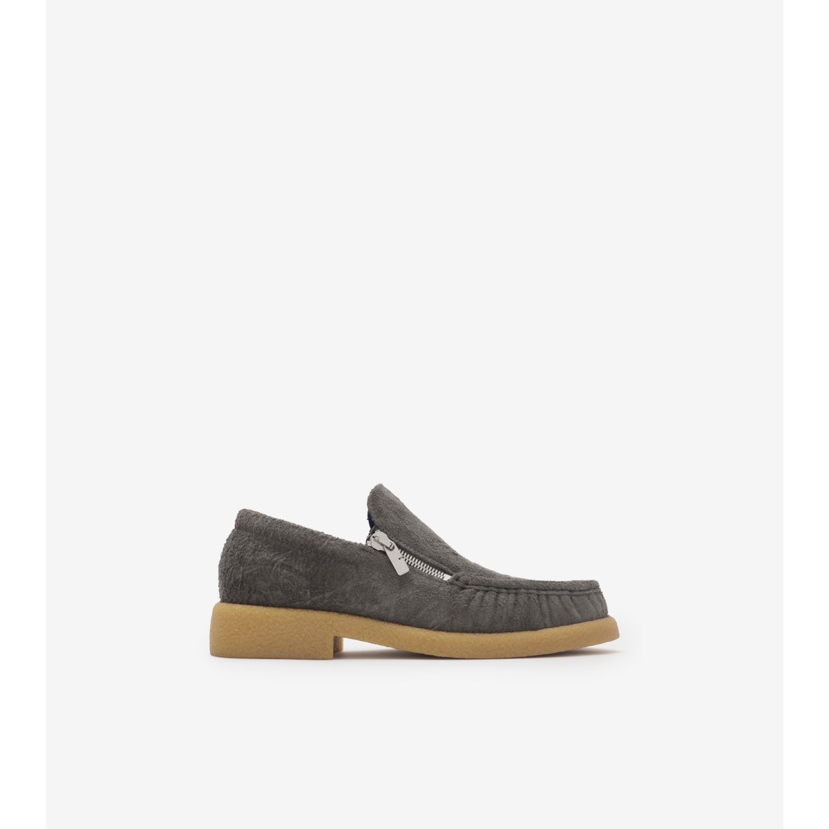 Shop Burberry Suede Chance Loafers In Ash
