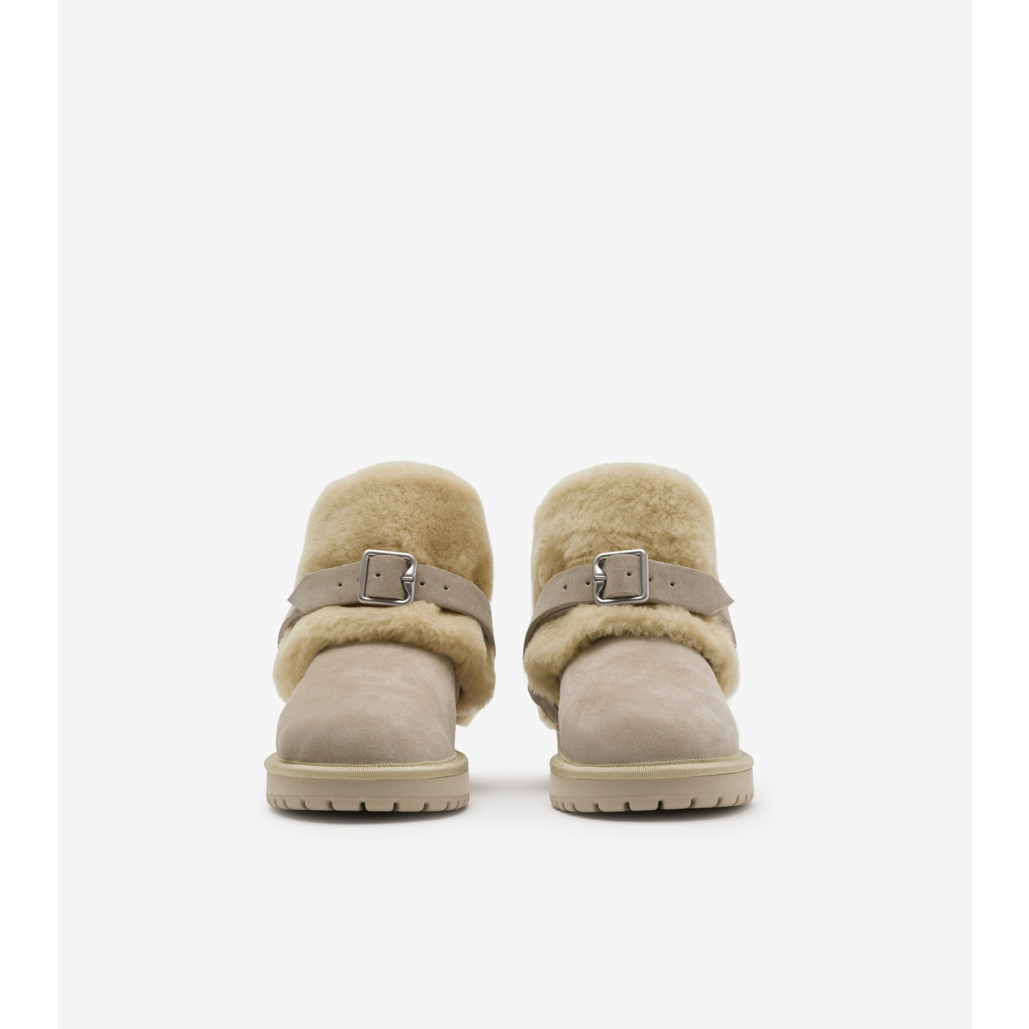 Suede and Shearling Chubby Boots in Hunter - Women | Burberry® Official