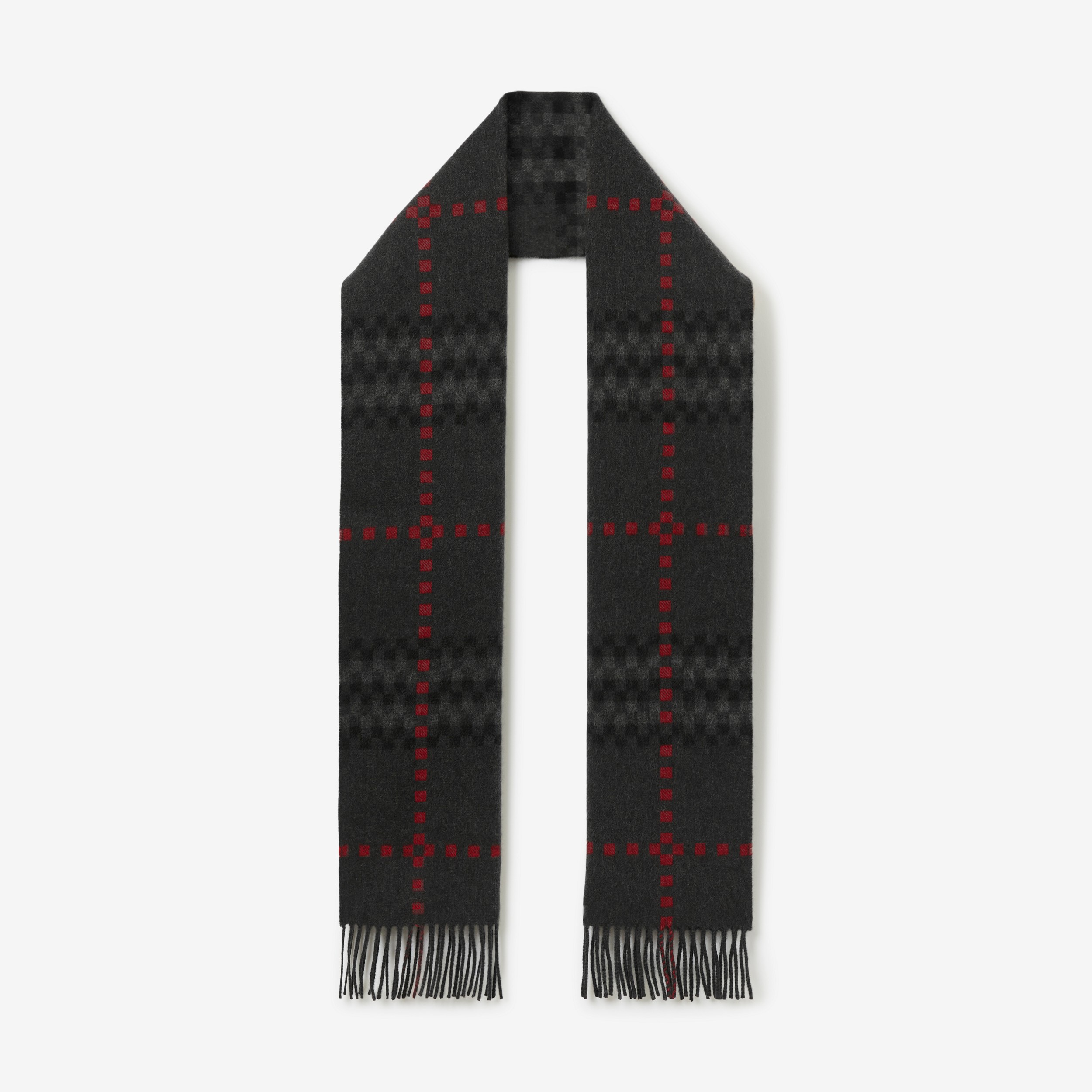 Pixel Check Cashmere Scarf in Charcoal | Burberry® Official - 1