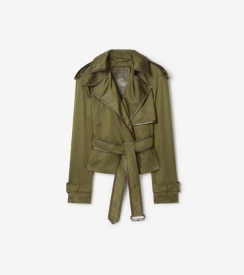 Short Nylon Blend Trench Coat in Tent green - Women | Burberry® Official