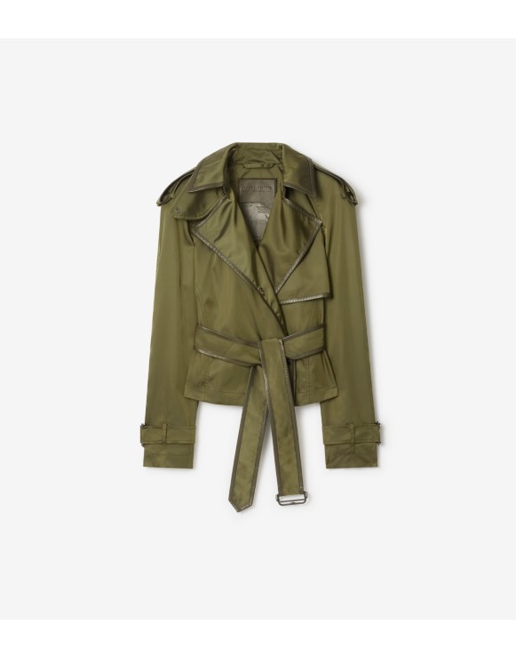 Short Nylon Blend Trench Coat