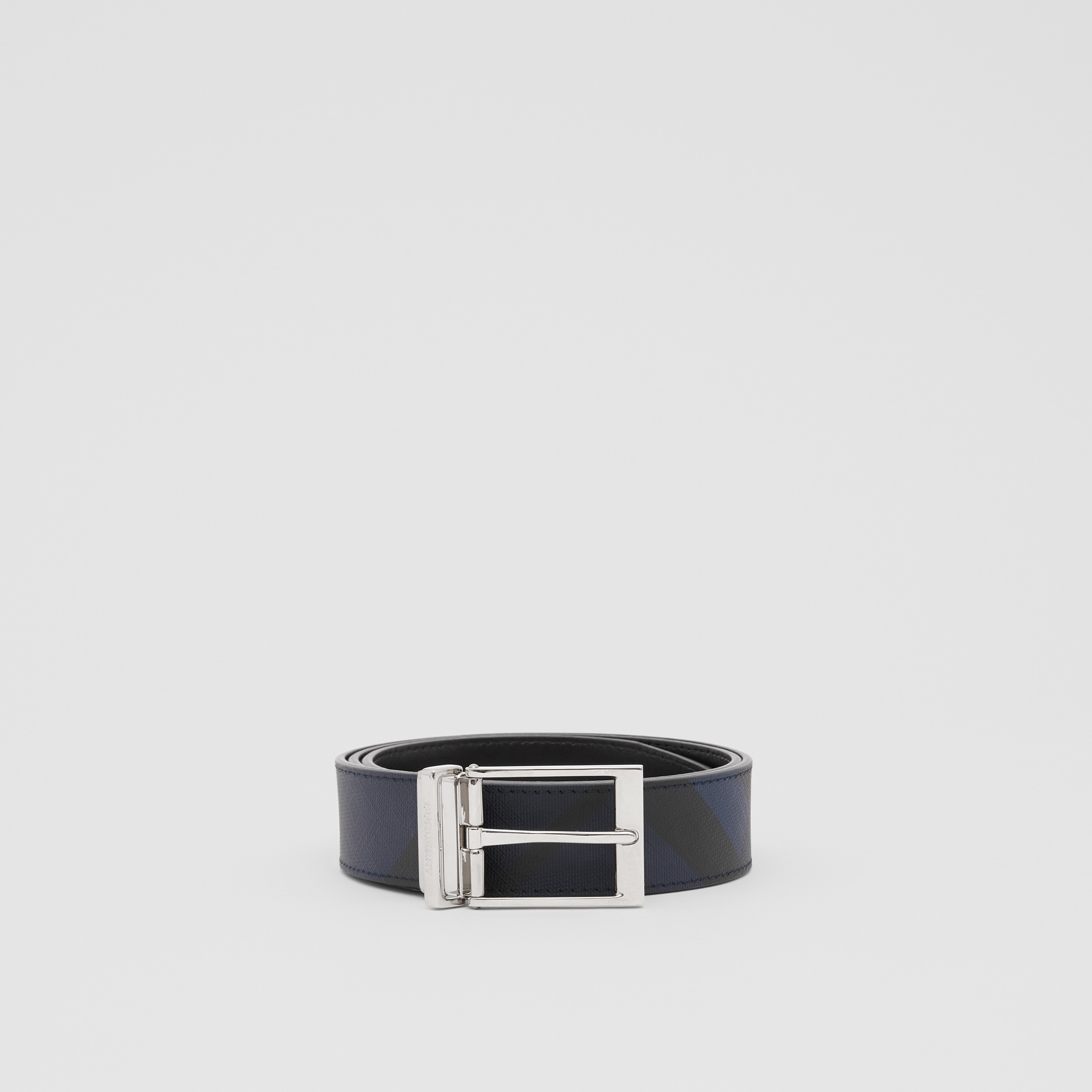 Reversible London Check and Leather Belt in Navy/blue - Men | Burberry® Official - 4