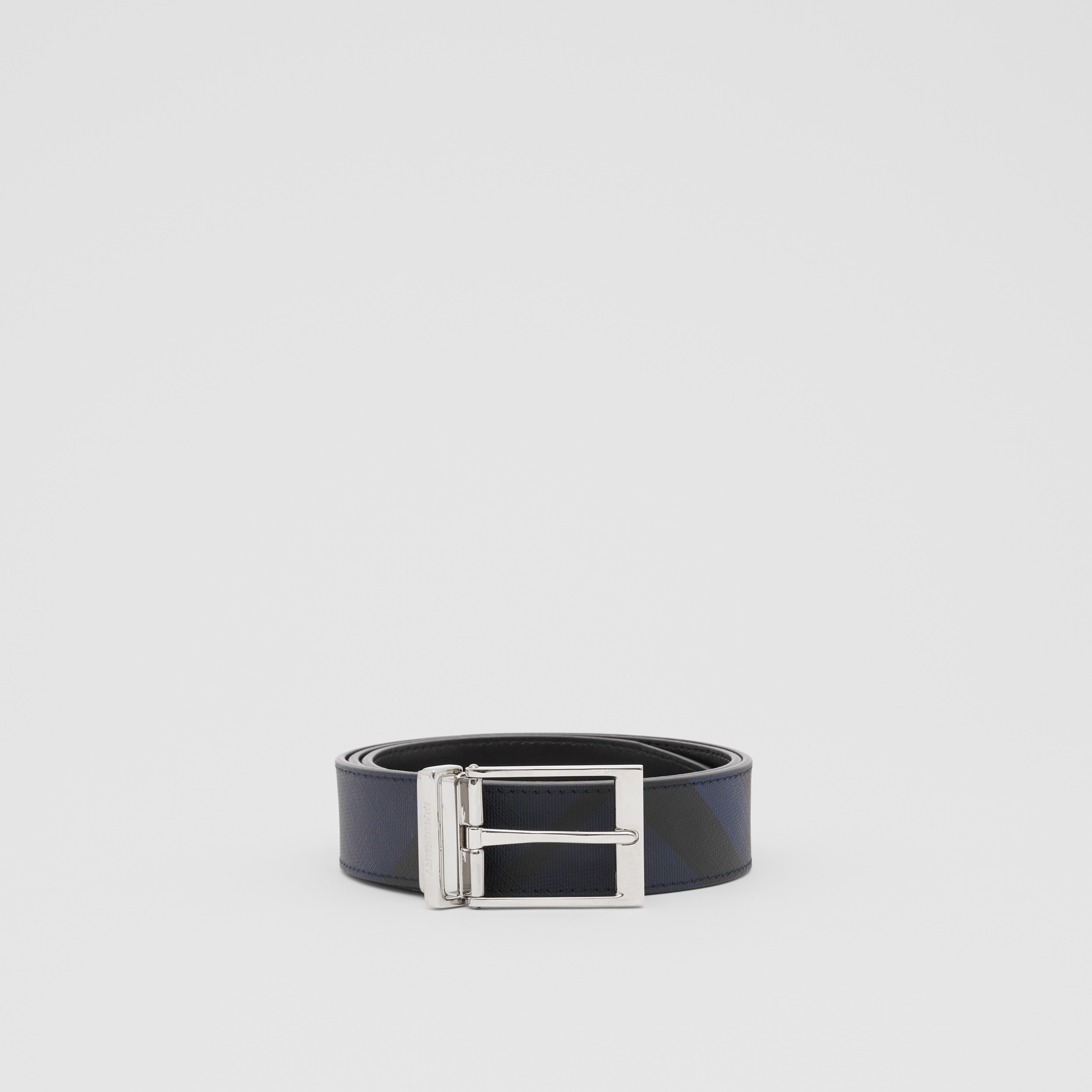 Reversible London Check and Leather Belt in Navy/blue - Men | Burberry® Official - 4