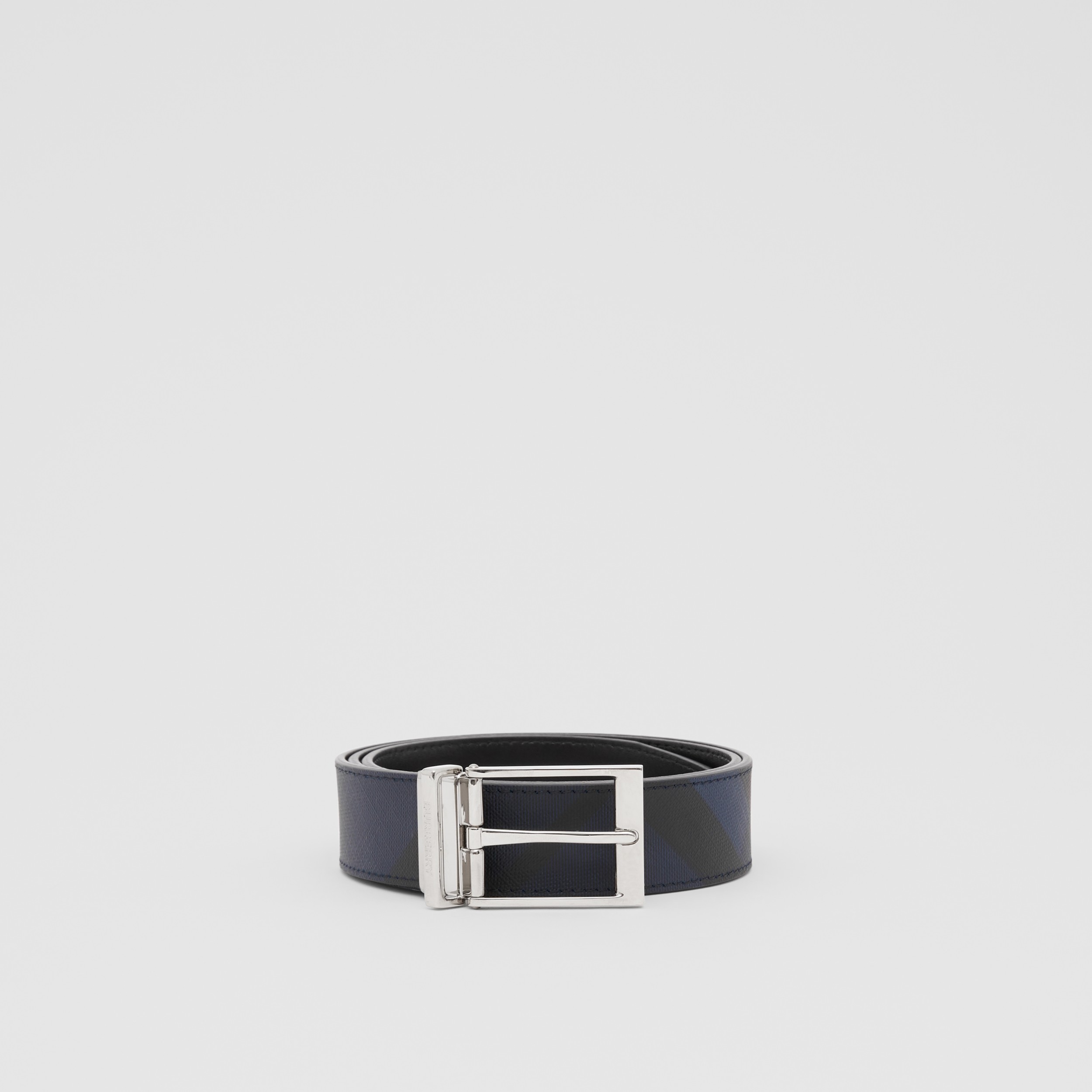 Reversible London Check and Leather Belt in Navy/blue - Men | Burberry®  Official