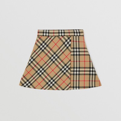 Vintage Check Wool Pleated Skirt