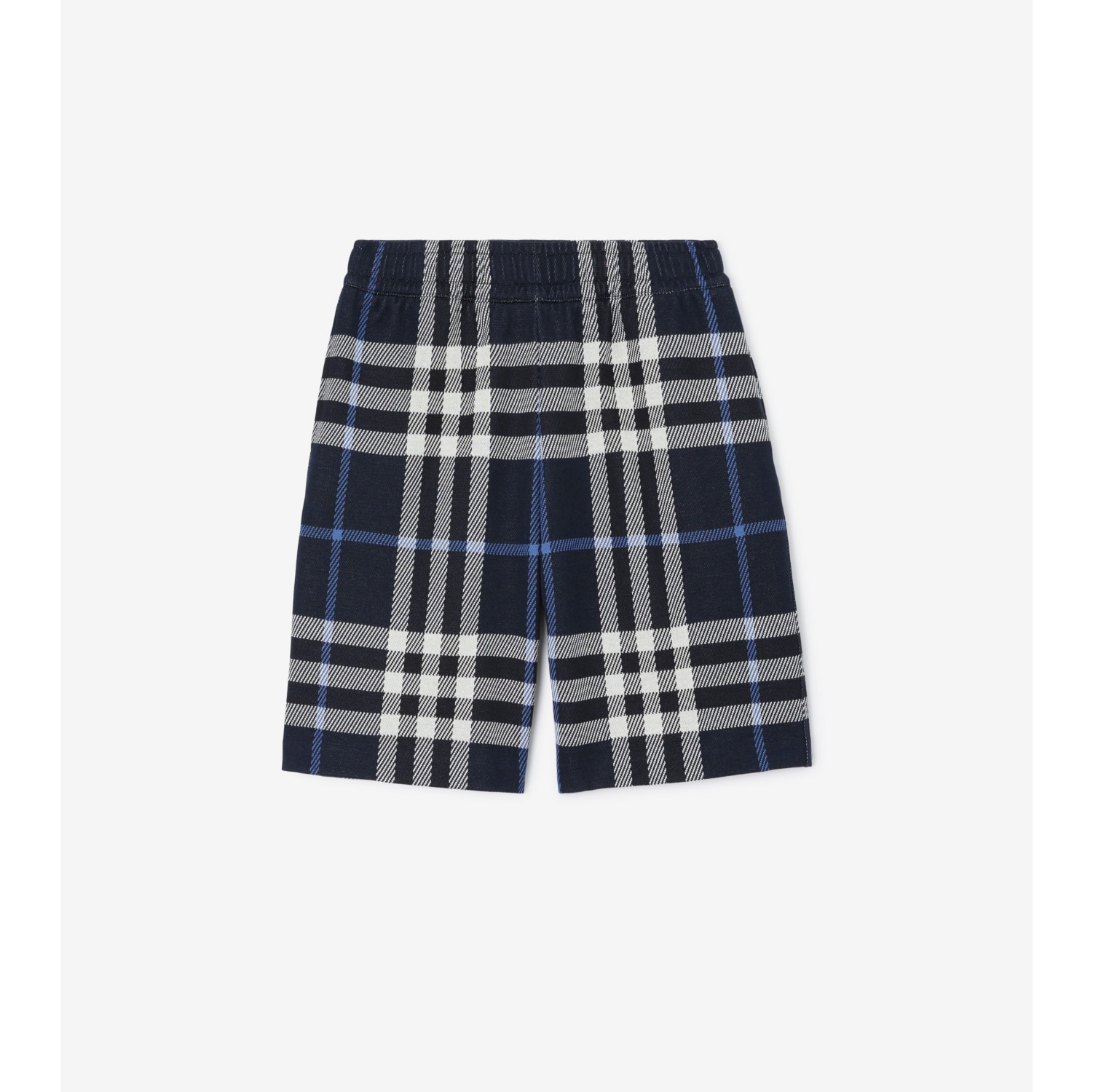 Check Cotton Shorts in White dark blue Men Burberry Official