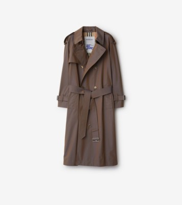 Long Gabardine Trench Coat in Dusk - Women, Cotton | Burberry 