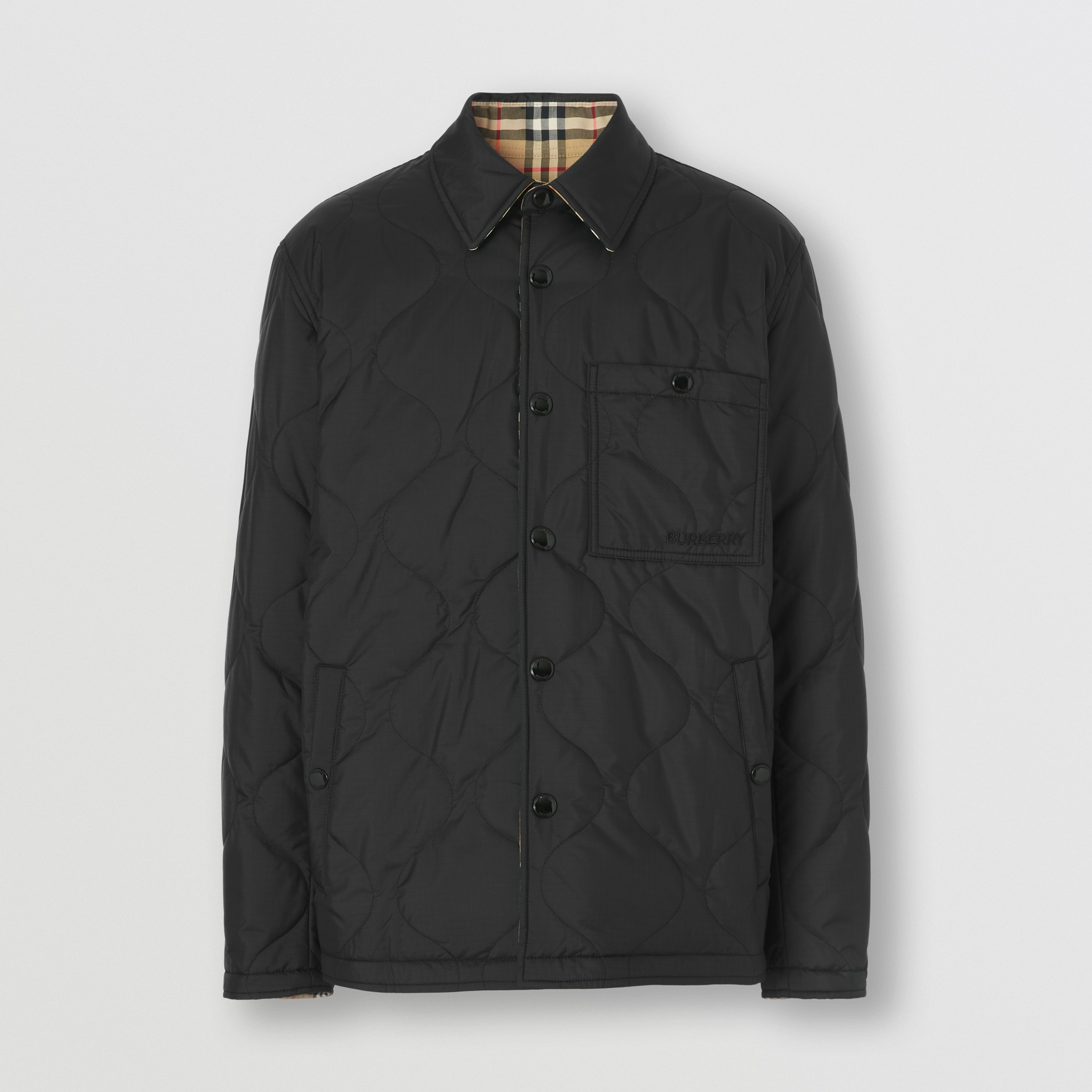 Двухсторонняя рубашка-куртка в клетку Vintage Check (Черный) - Для мужчин | Официальный сайт Burberry® - 4