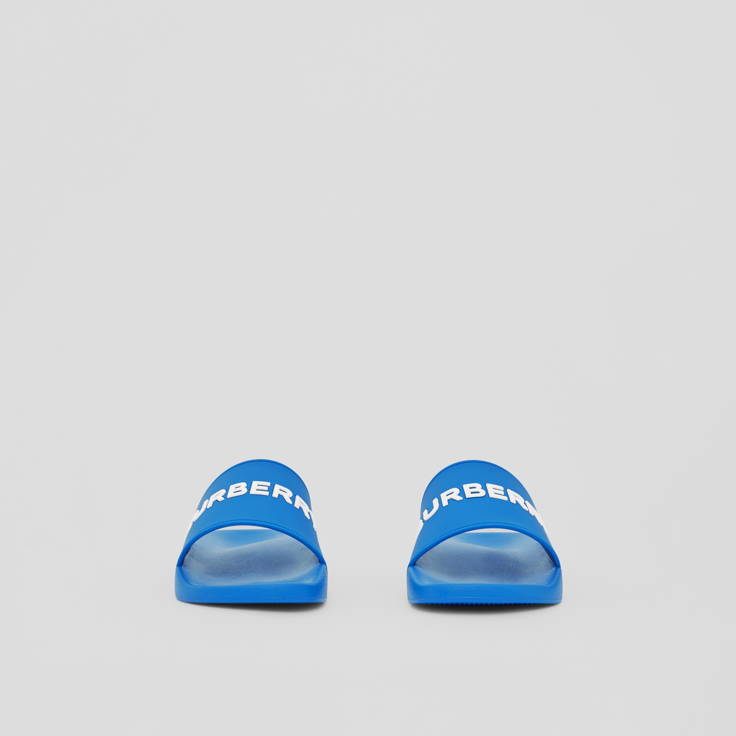 Logo Detail Slides in Azure Blue - Men | Burberry® Official - 4