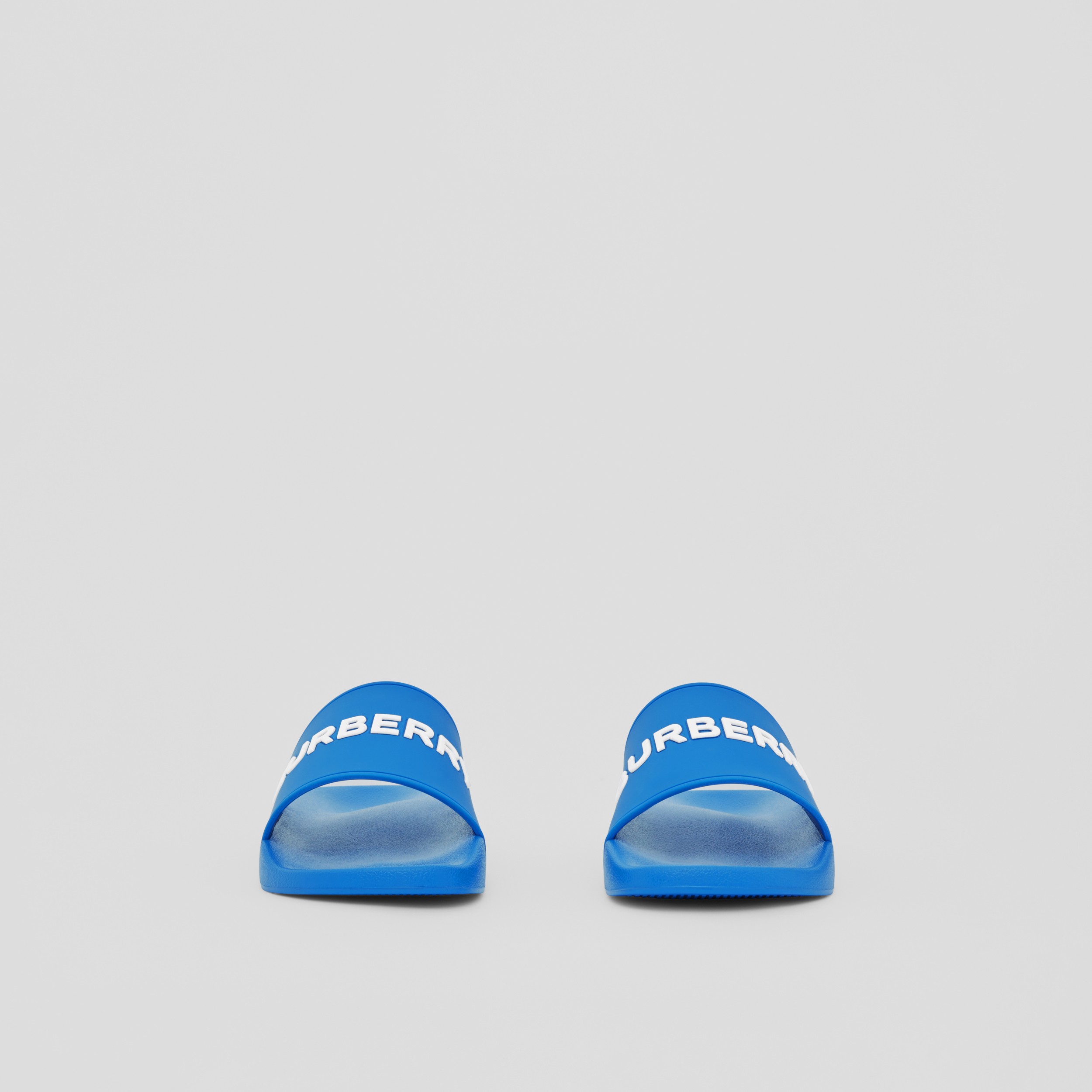 Logo Detail Slides in Azure Blue - Men | Burberry® Official - 4