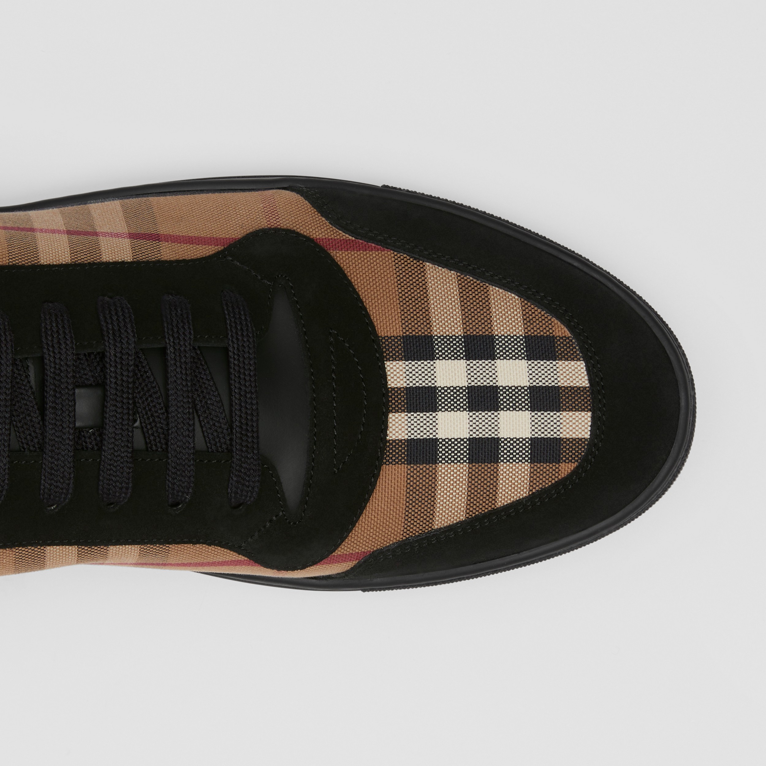 Vintage Check Cotton and Suede Sneakers in Birch Brown - Men | Burberry® Official - 2