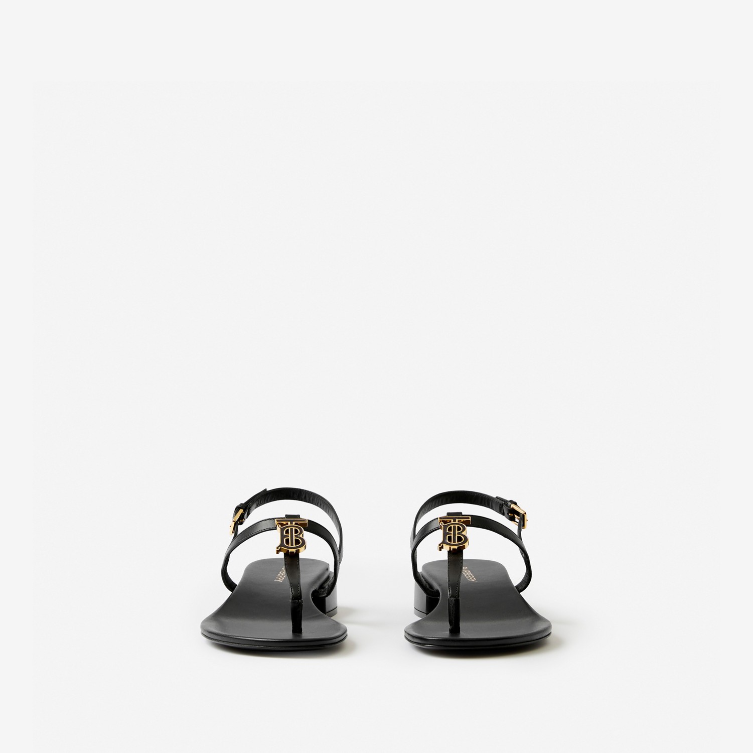 Sandalias en piel con motivo de monograma (Negro) - Mujer | Burberry® oficial
