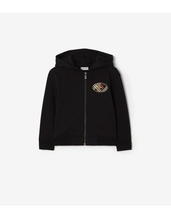 Check Knight Stamp Cotton Zip Hoodie