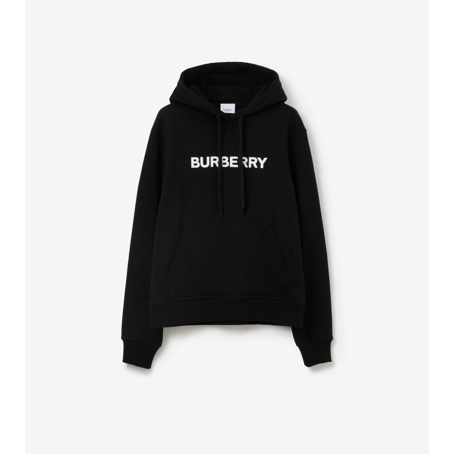 Logo Cotton Hoodie in Black - Women | Burberry® Official