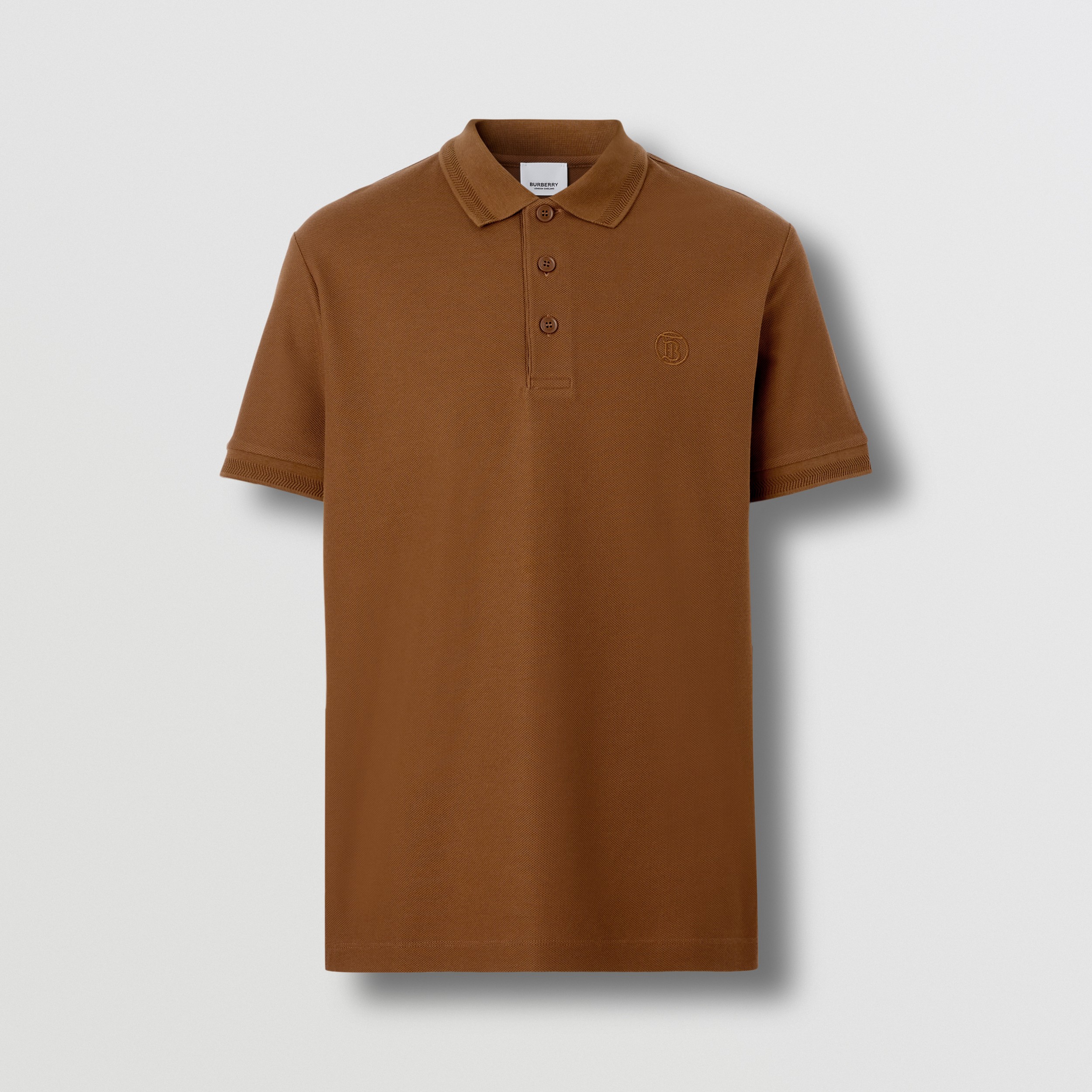 Monogram Motif Cotton Piqué Polo Shirt in Dark Birch Brown - Men | Burberry® Official - 4