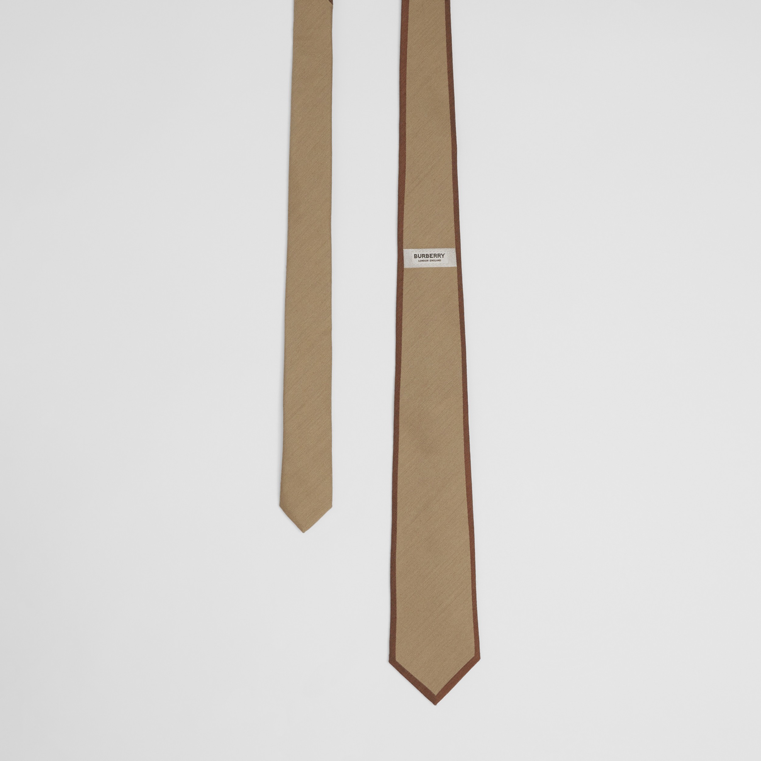 Classic Cut Logo Detail Wool Silk Tie in Camel - Men | Burberry® Official - 1