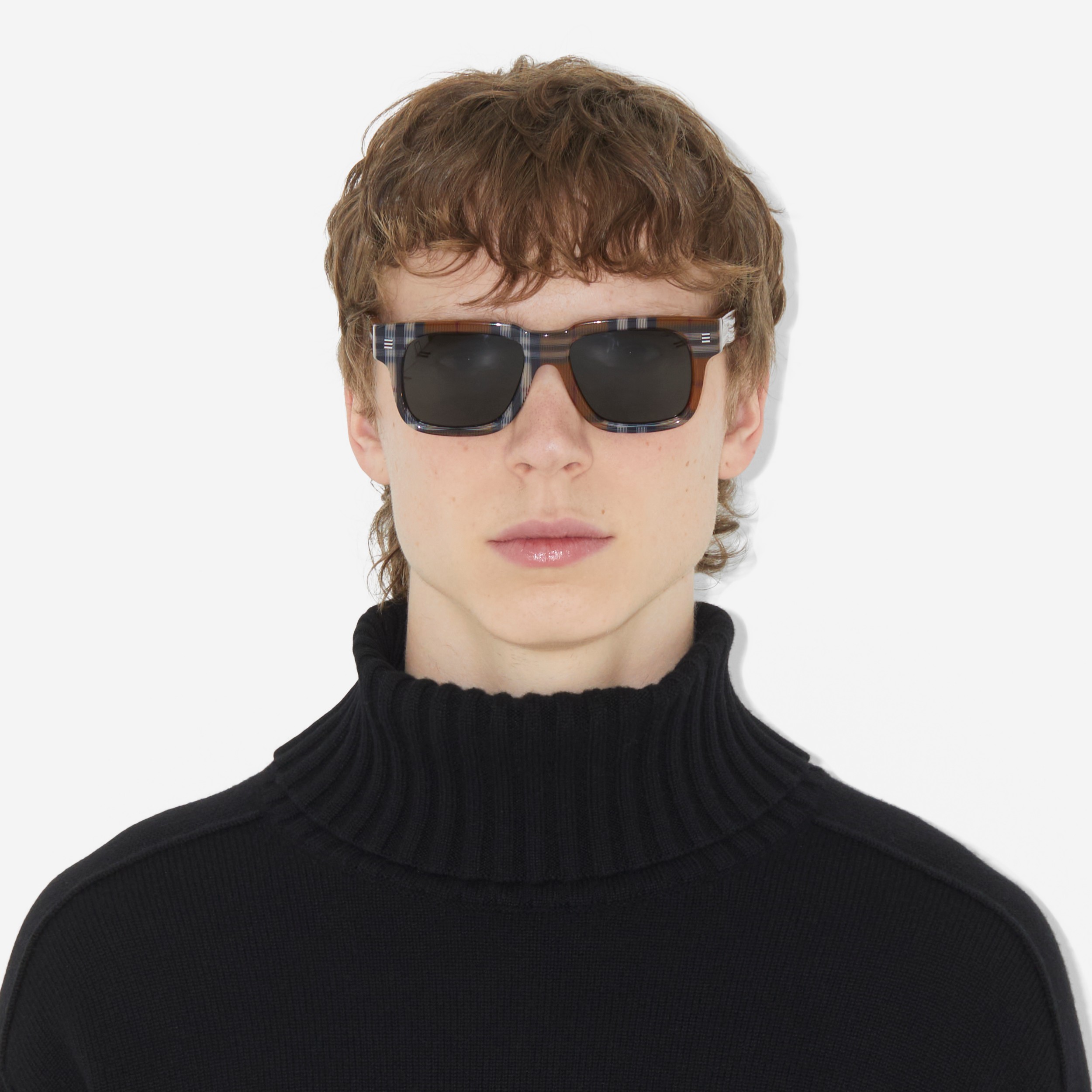 Check Square Frame Sunglasses in Birch Brown | Burberry® Official - 4