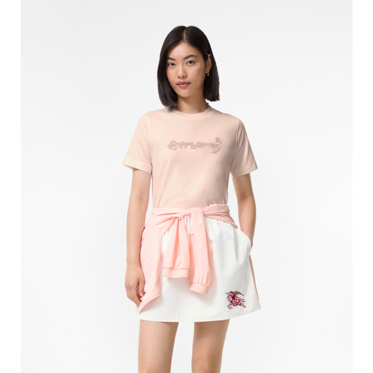  Embroidered Heart Logo Cotton T-shirt