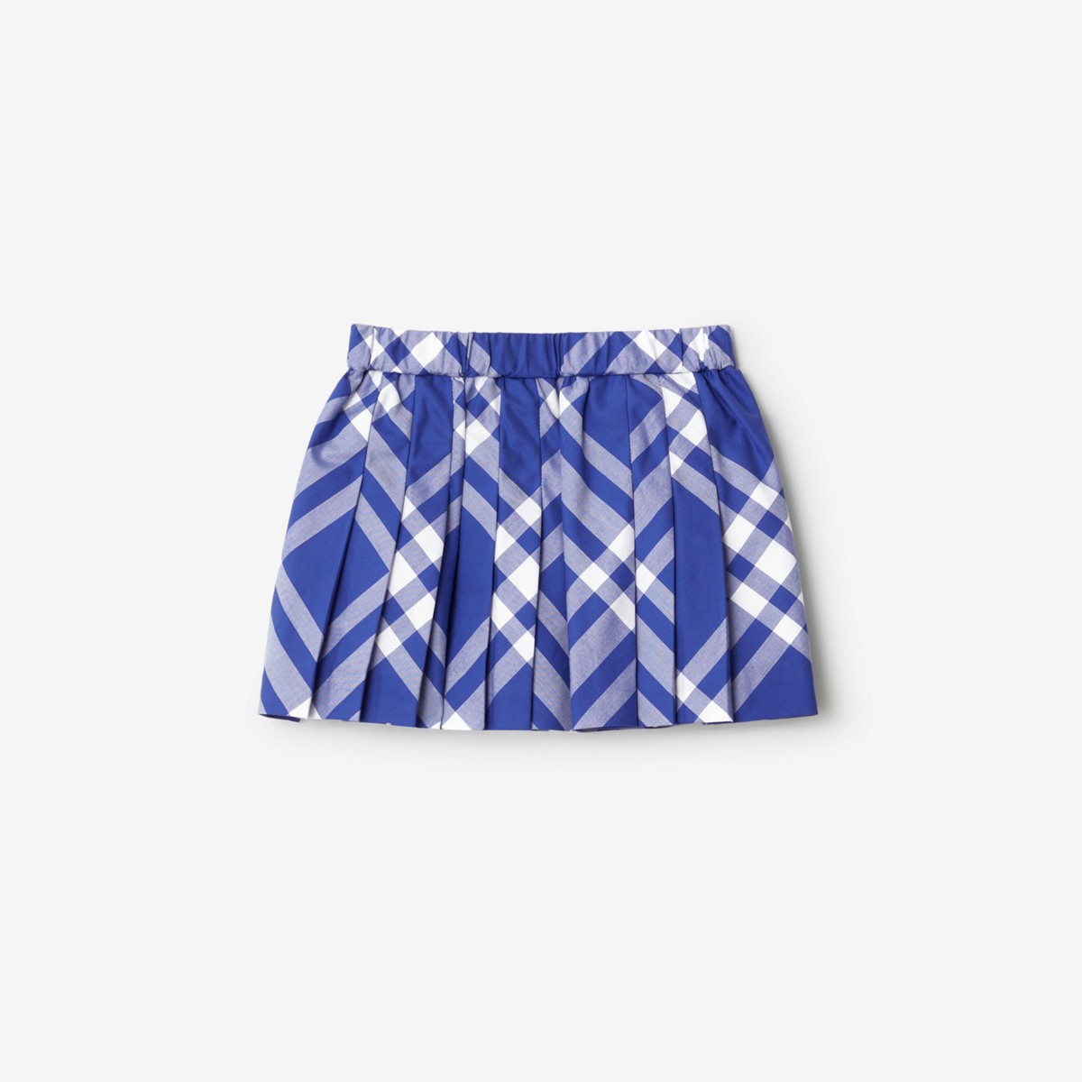 Shop Burberry Childrens Pleated Check Cotton Skirt In Knight