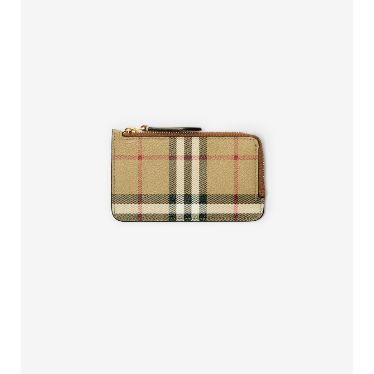 Burberry Kelbrook Check Leather Coin Case In Archive Beige/briar Brown