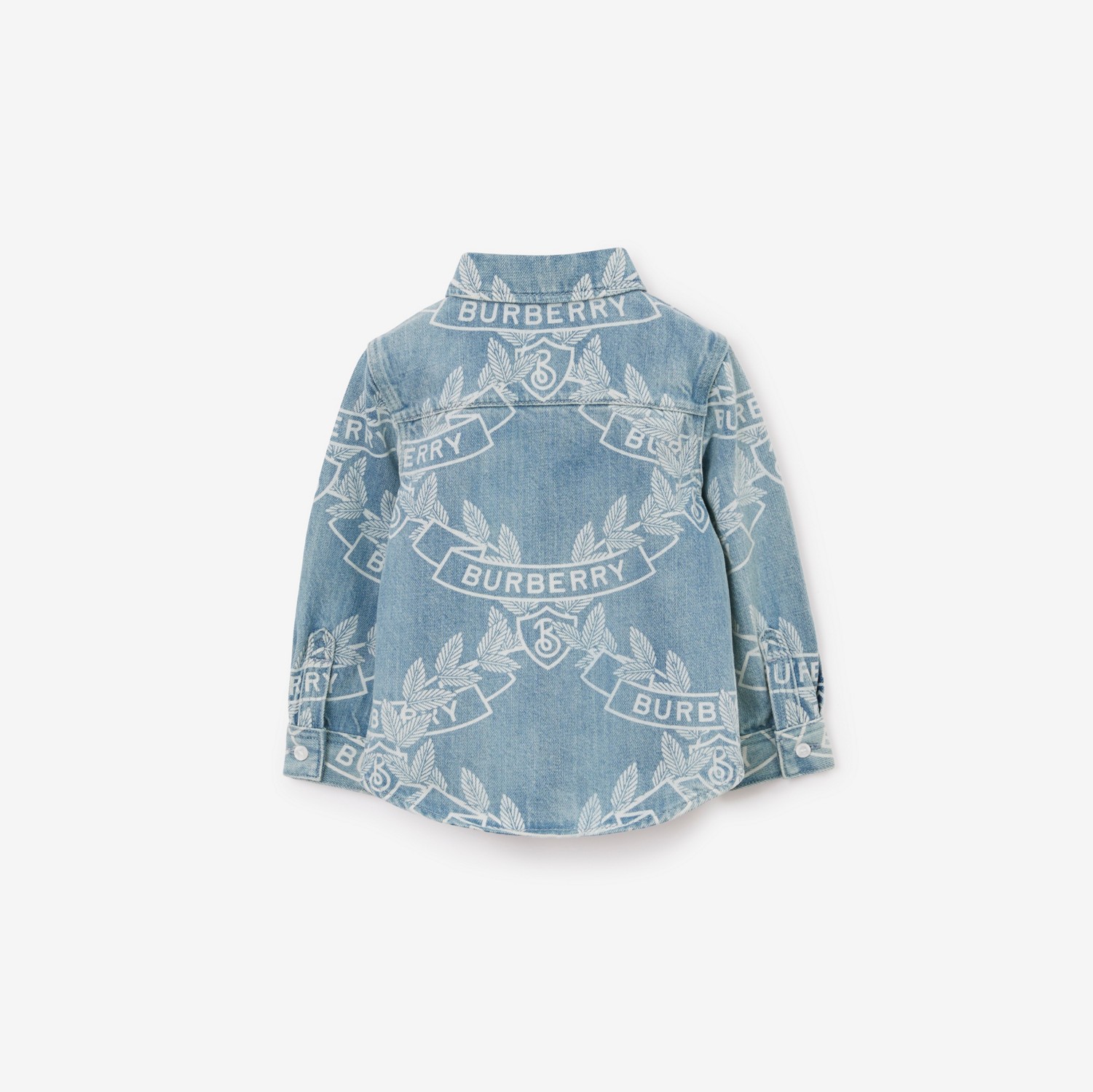 Camicia in denim giapponese con stemma con foglie di quercia (Azzurro Pallido) - Bambini | Sito ufficiale Burberry®