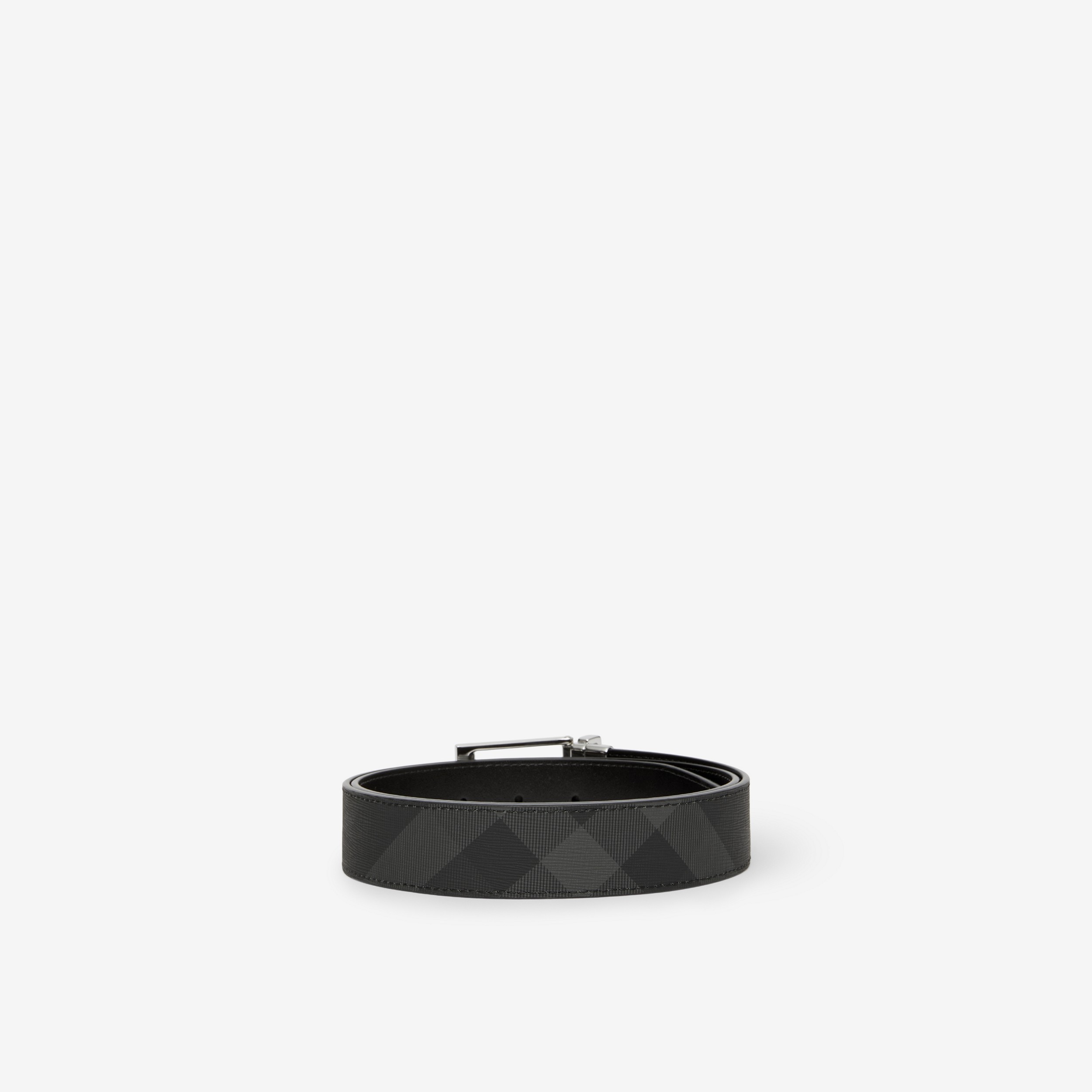 Check and Leather Reversible Belt in Charcoal/silver - Men | Burberry® Official - 2