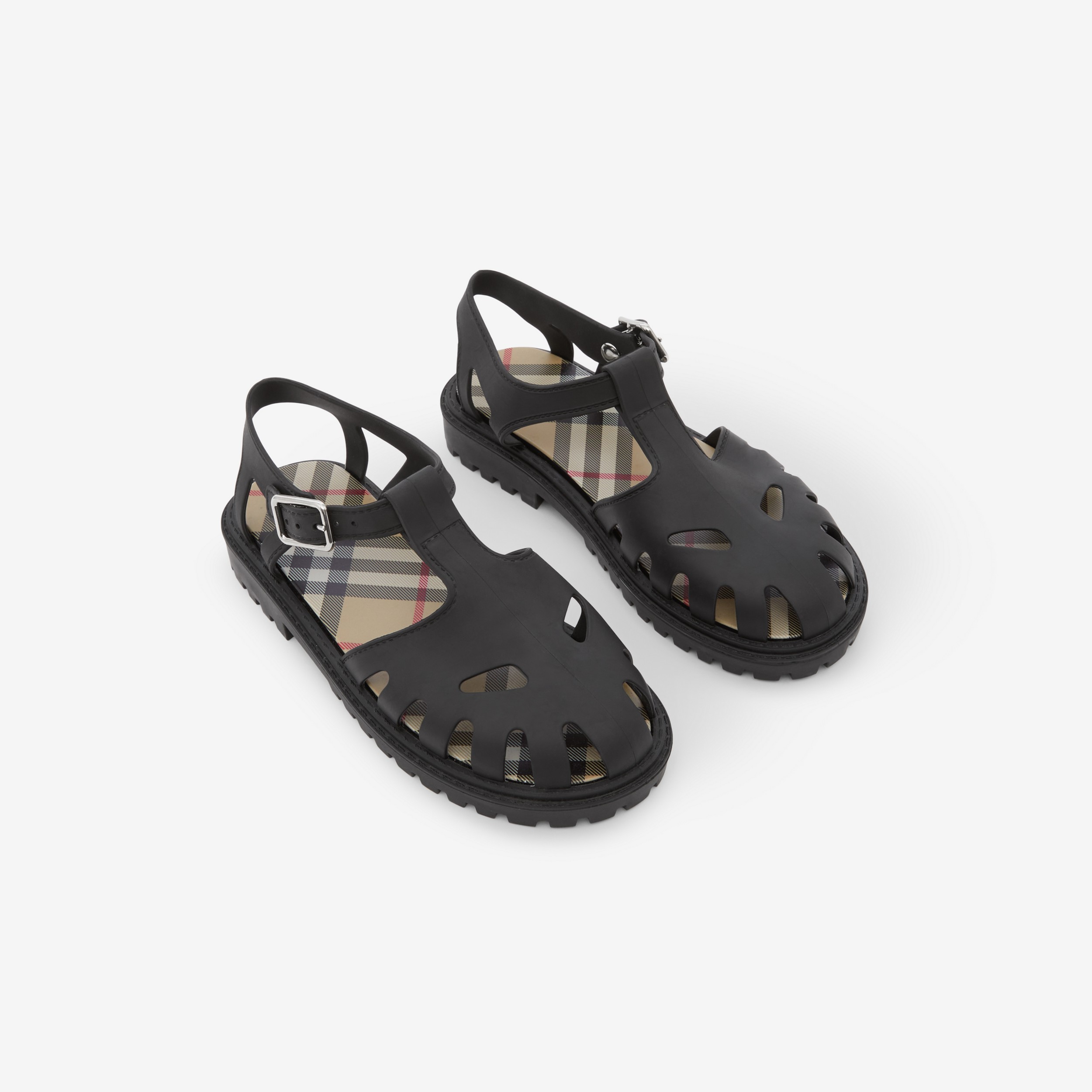 Vintage Check-lined Rubber Sandals in Black - Children | Burberry® Official - 2