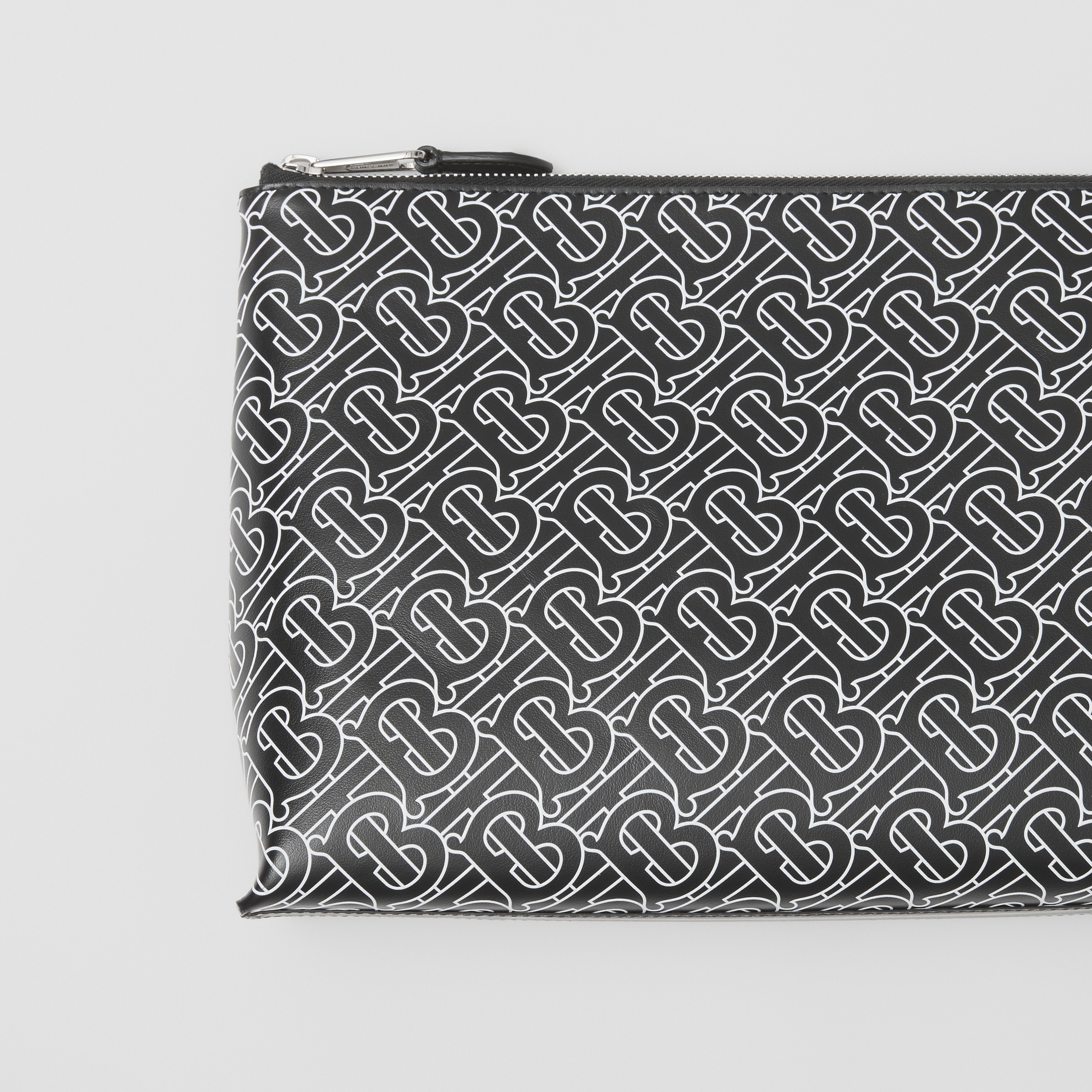 Monogram Print Leather Zip Pouch in Black/white - Men | Burberry® Official - 2