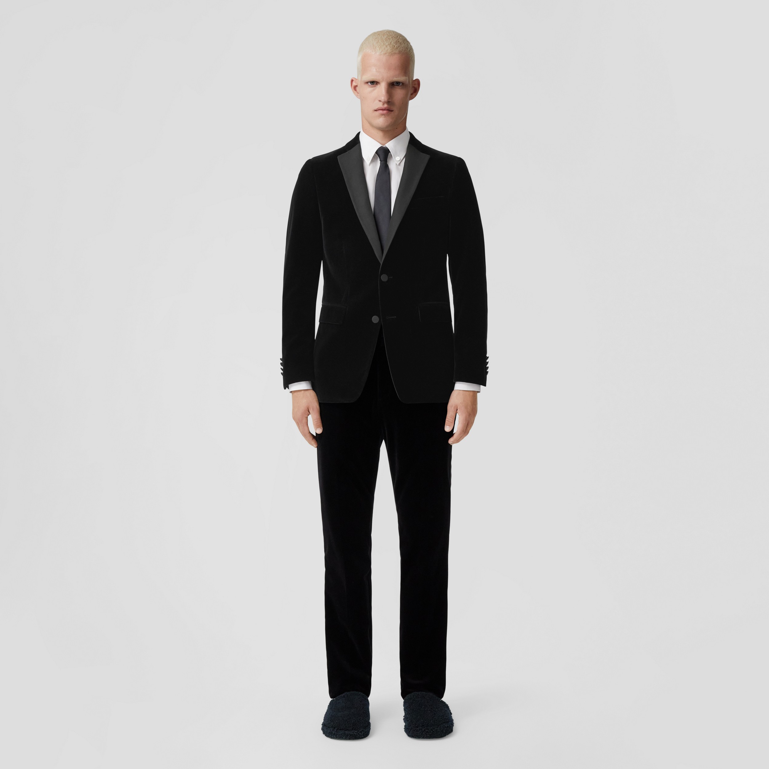 Cotton Velvet Tuxedo Trousers – Exclusive Capsule Collection in Black - Men | Burberry® Official - 1