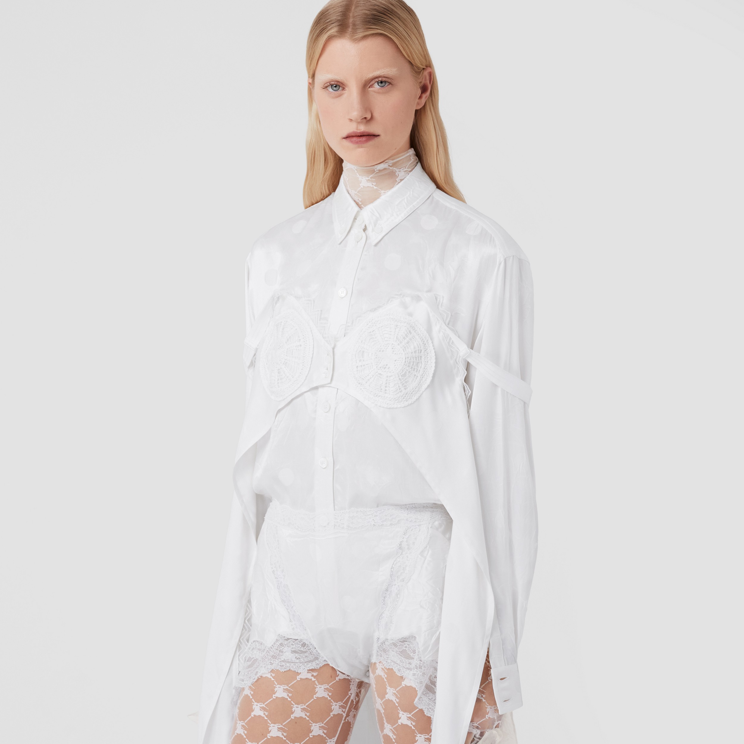 Polka Dot Reconstructed Shirt in Optic White - Women | Burberry® Official - 4