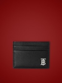 Black Grainy Leather TB Card Case