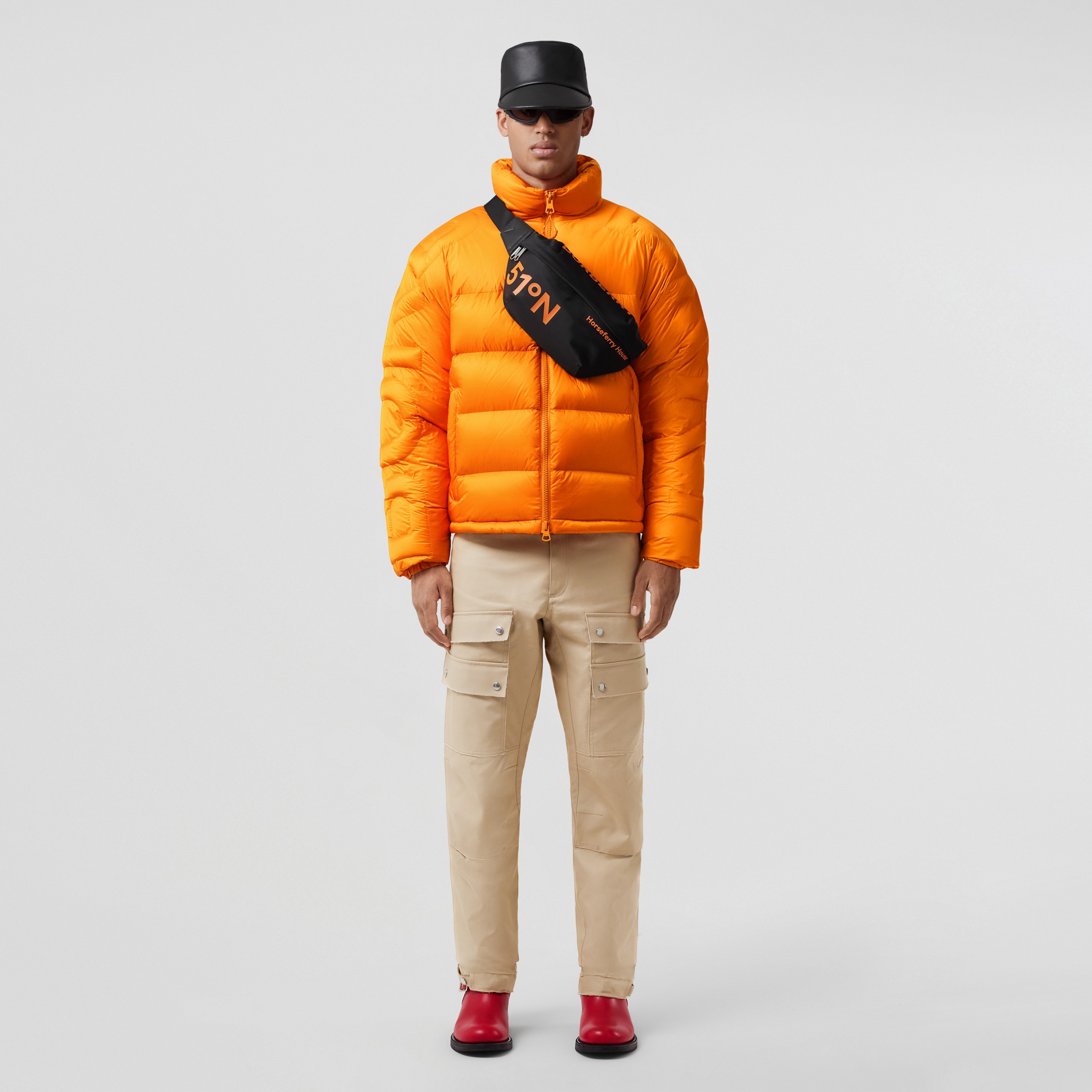 Logo Quilted Nylon Puffer Jacket in Bright Orange - Men | Burberry® Official - 4