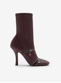 Product Shot of Women's Maroon Leather Peep Boots