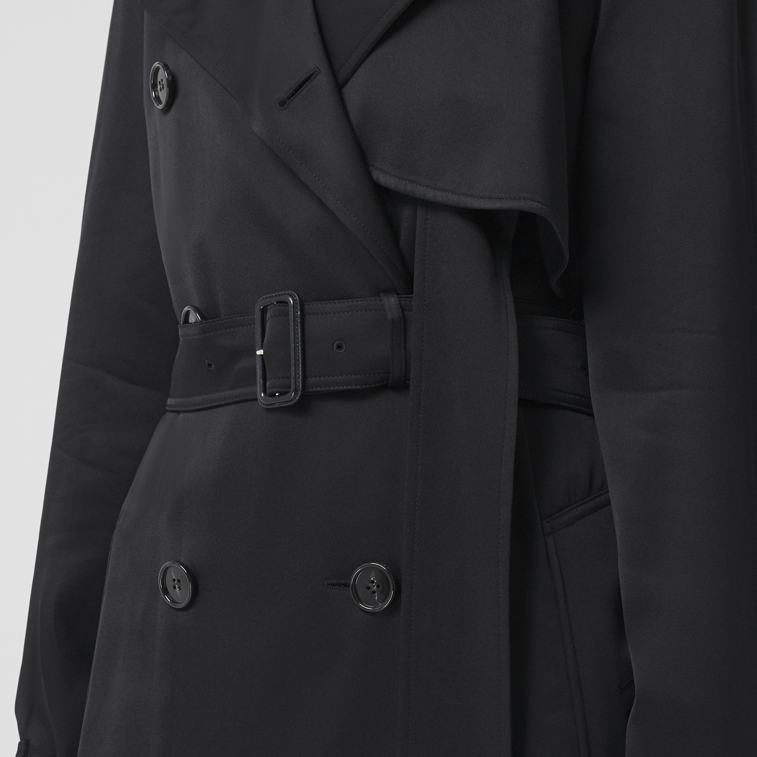 Exaggerated Gun Flap Silk-lined Trench Coat in Black - Women | Burberry® Official - 4
