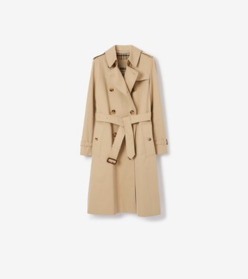 Long Kensington Heritage Trench Coat in Honey - Women, Cotton Gabardine | Burberry® Official