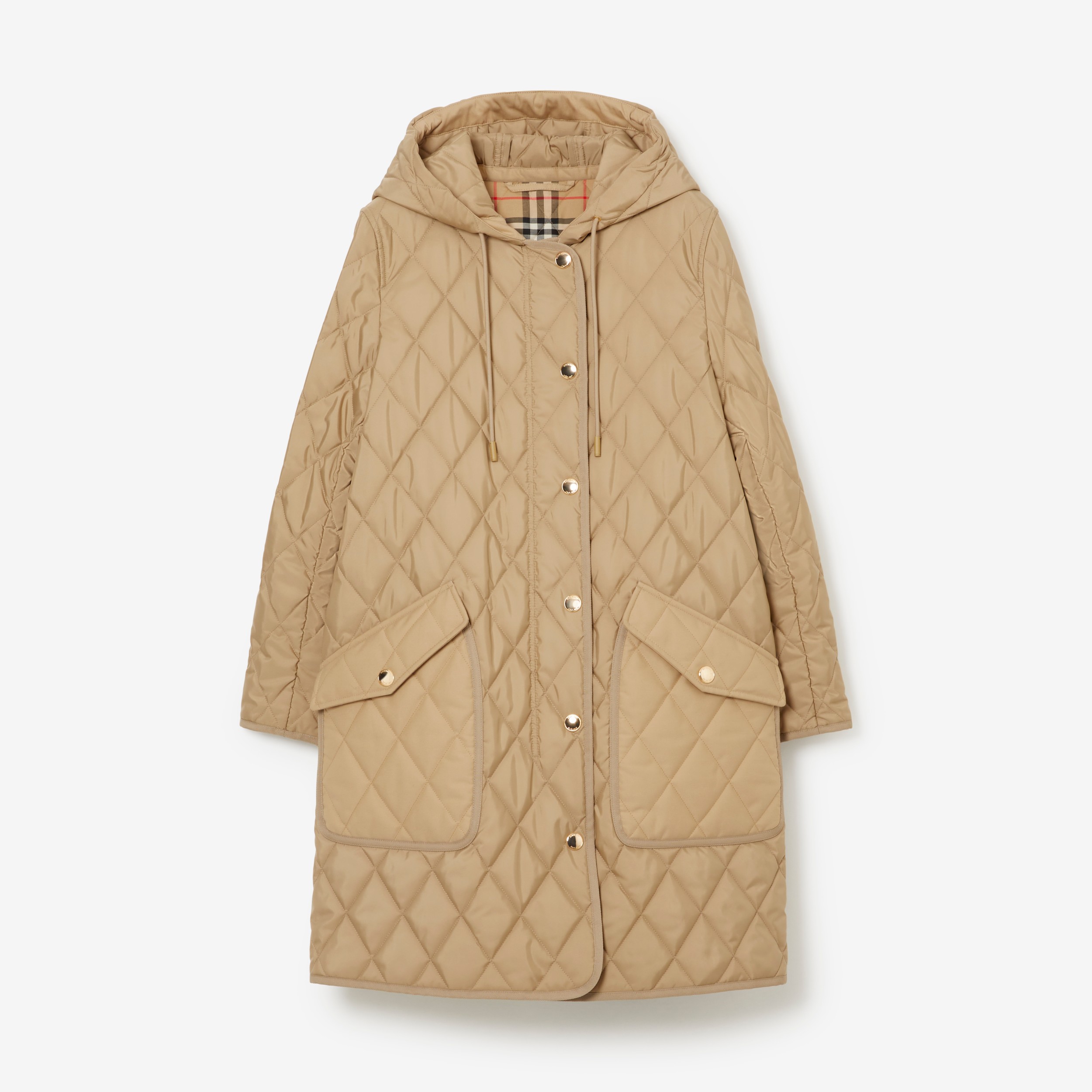 Diamond Quilted Thermoregulated Hooded Coat in Archive Beige - Women |  Burberry® Official