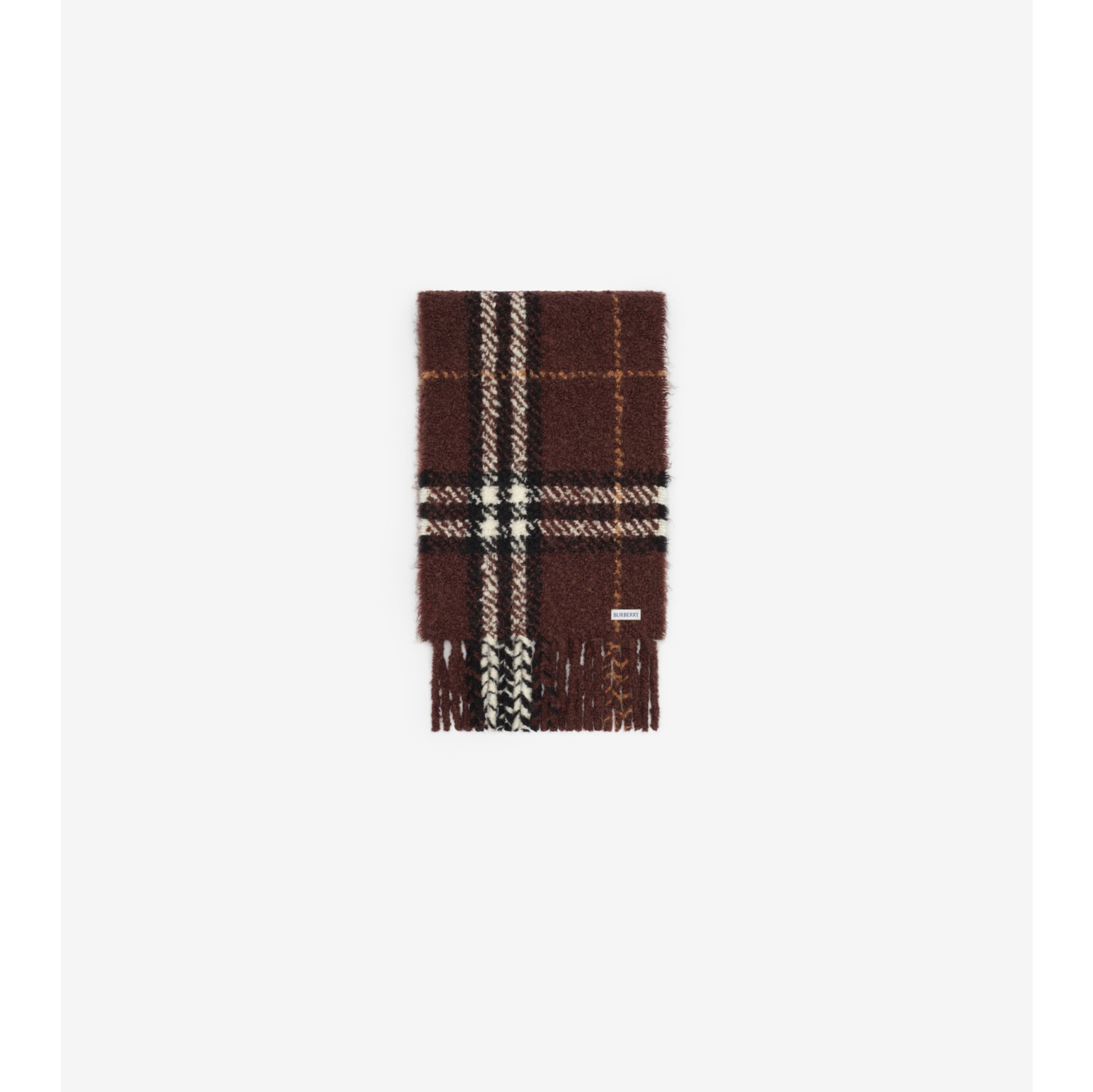 Check Alpaca Wool Blend Bouclé Scarf