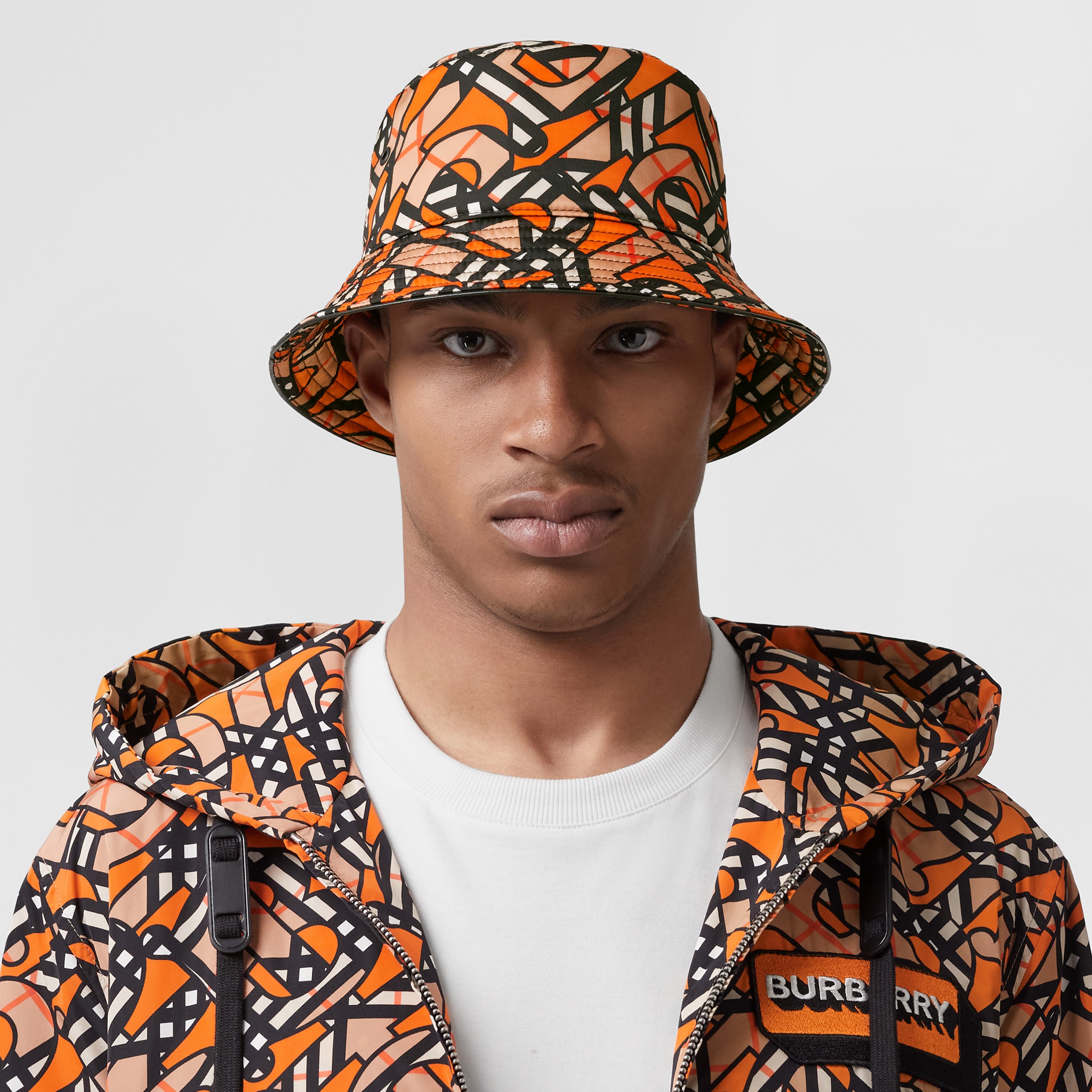 Monogram Print Nylon Bucket Hat in Orange | Burberry® Official - 4