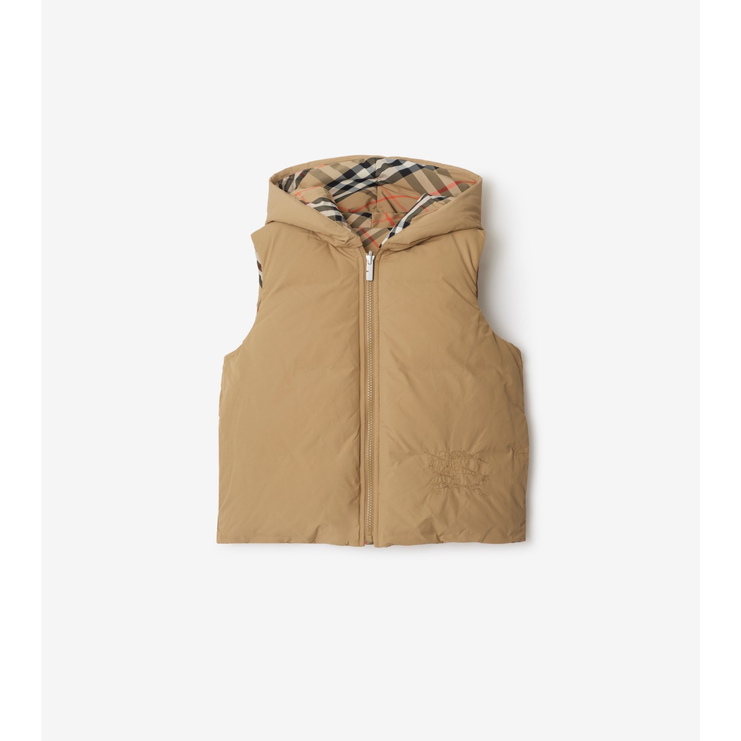Reversible Check Nylon Padded Gilet