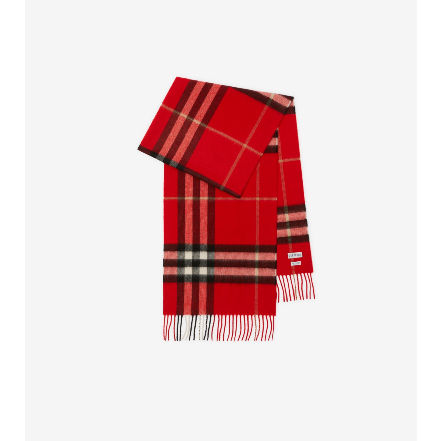 チェック カシミアスカーフ (レッド), ピュアカシミア | Burberry®公式サイト