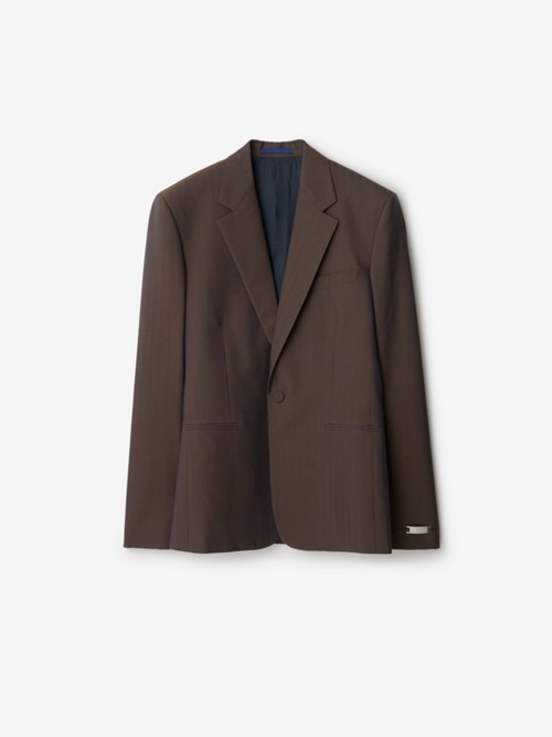 Burberry Wool Tailored Jacket In Brown
