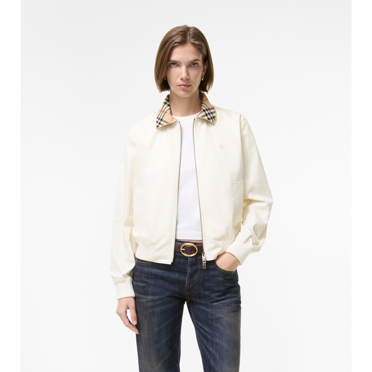  Check Cropped Tropical Gabardine Hayfield Harrington Jacket